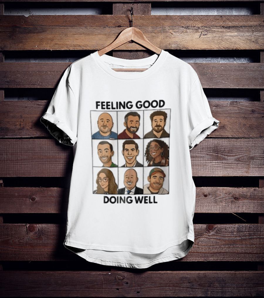 Feeling Good Doing Well Nine Cartoon Caricature Grid T-Shirt