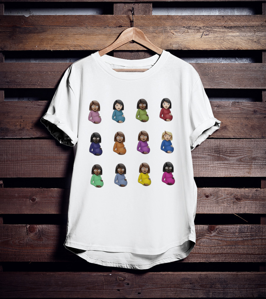 Pregnant Women Emoji Stickers Diverse Colors Collection T-Shirt