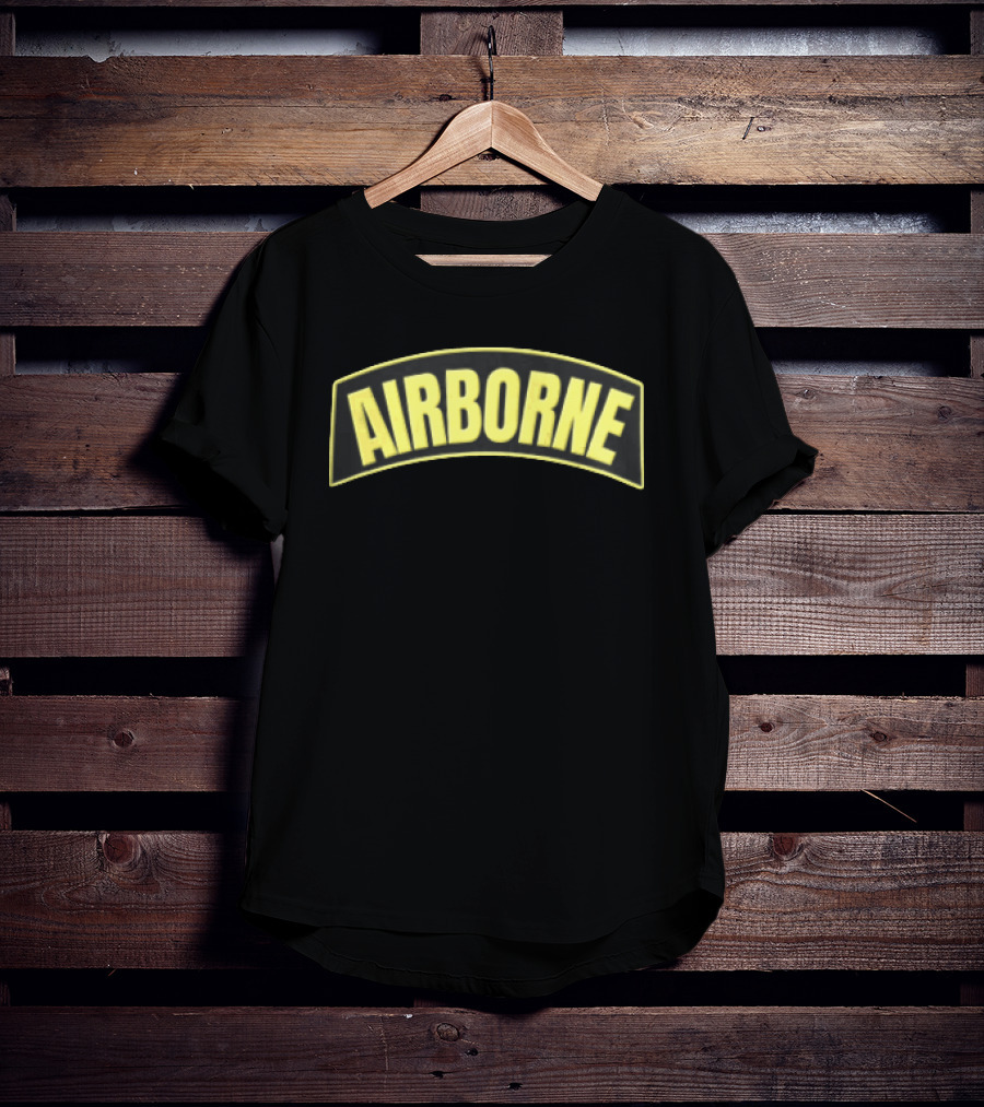 Airborne Yellow Arched Tab Patch Dark Military T-Shirt