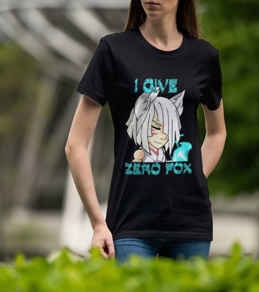 I Give Zero Fox White Hair Kitsune Blue Flame T-Shirt