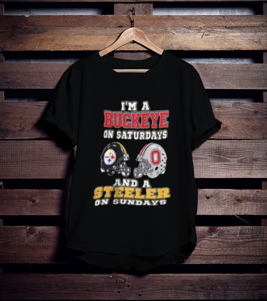 Ohio State Buckeye Saturdays Pittsburgh Steeler Sundays Fan T-Shirt