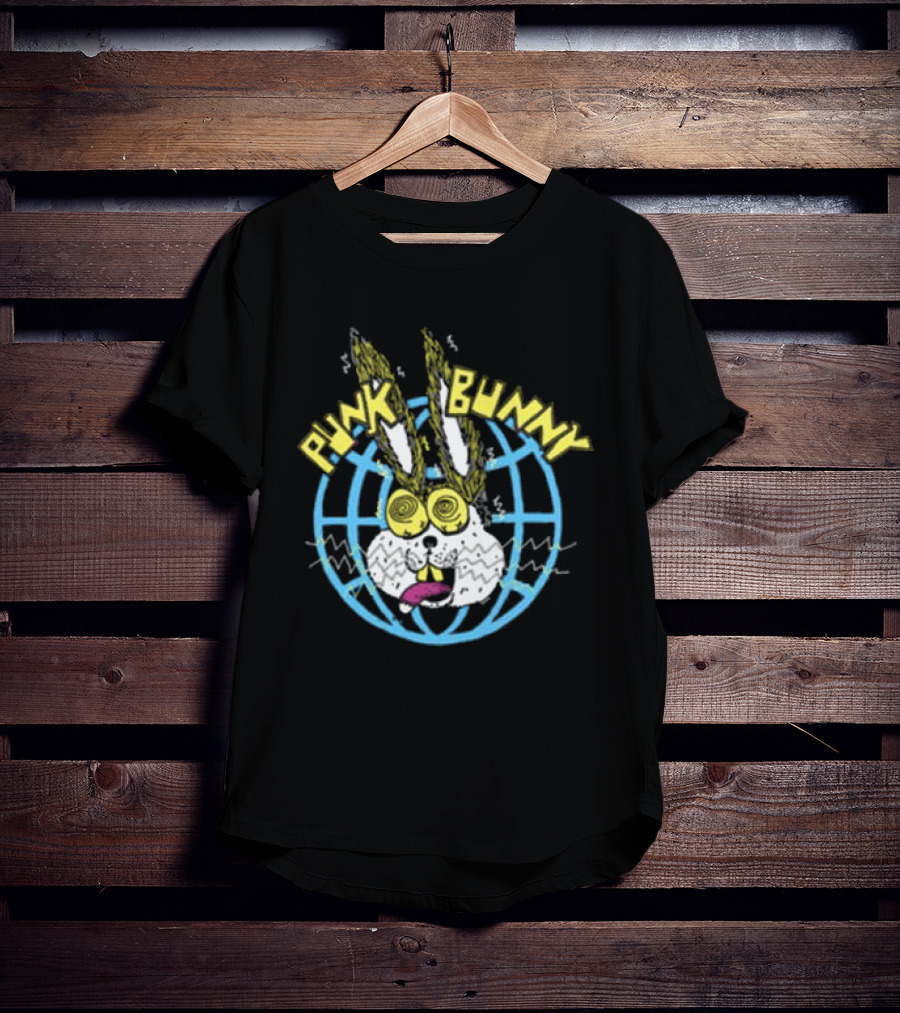 Punk Bunny Store Trucker Hat With Vibrant Bunny And Electric World Motif T-Shirt