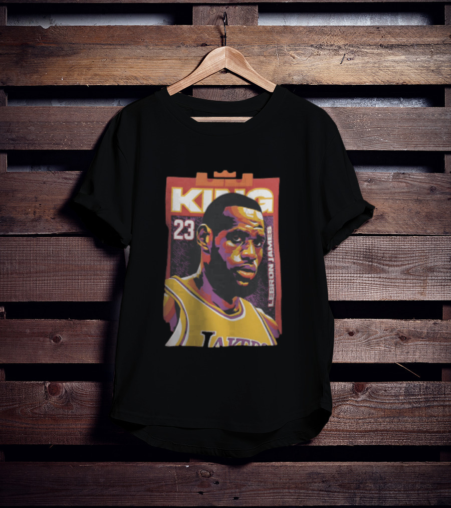 Los Angeles Lakers King 23 LeBron James NBA Pop Vector T-Shirt
