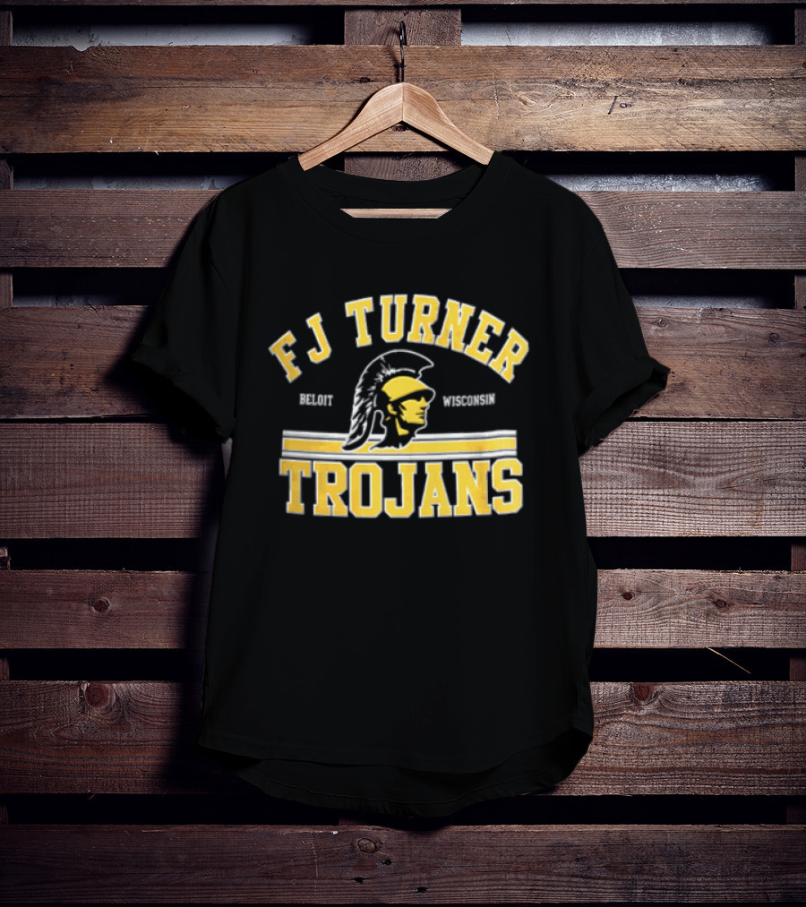 FJ Turner Trojans Beloit Wisconsin Crested Helmet Profile Head T-Shirt