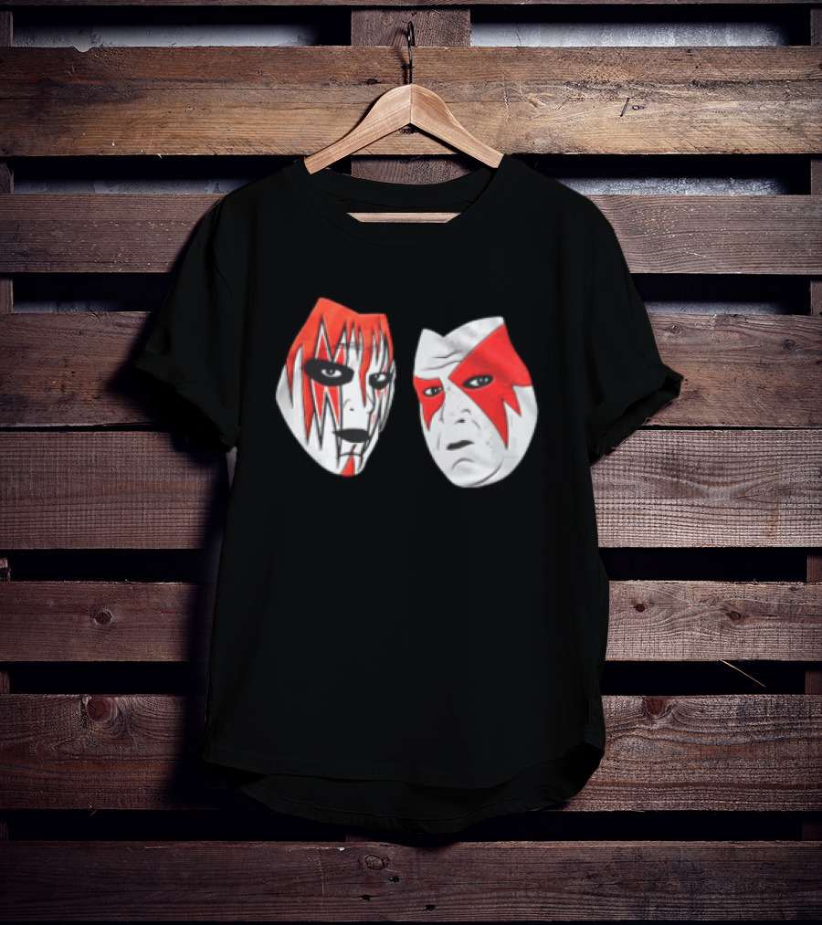 Red And White Face Paint Wrestler Cartoon Caricatures T-Shirt