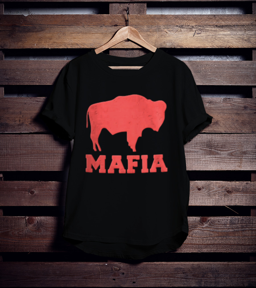 Mafia Distressed Red American Buffalo Bison T-Shirt