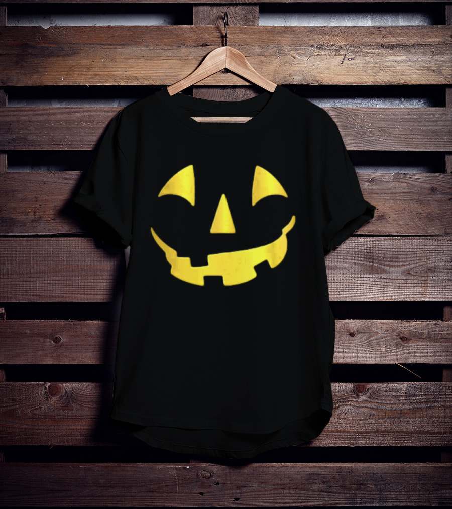 Glowing Metallic Gold Jack O Lantern Pumpkin Face T-Shirt