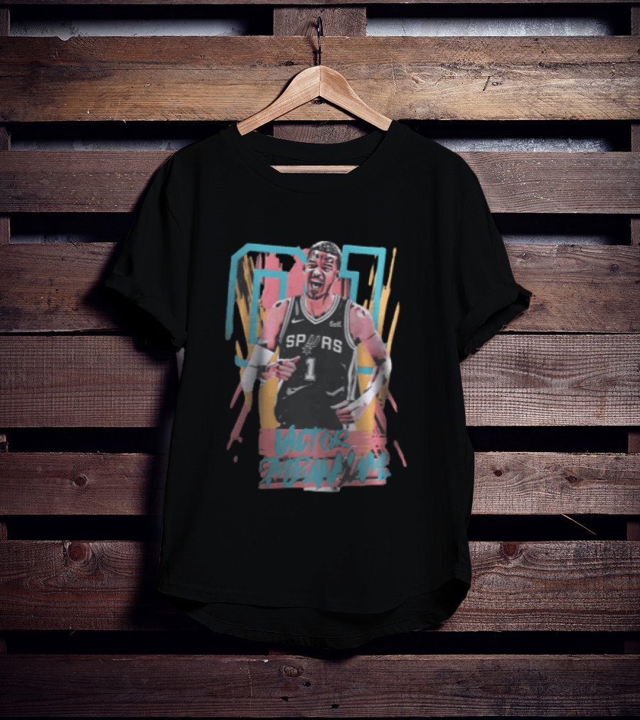 San Antonio Spurs Victor Wembanyama Screaming Player Photo Bootleg NBA T-Shirt