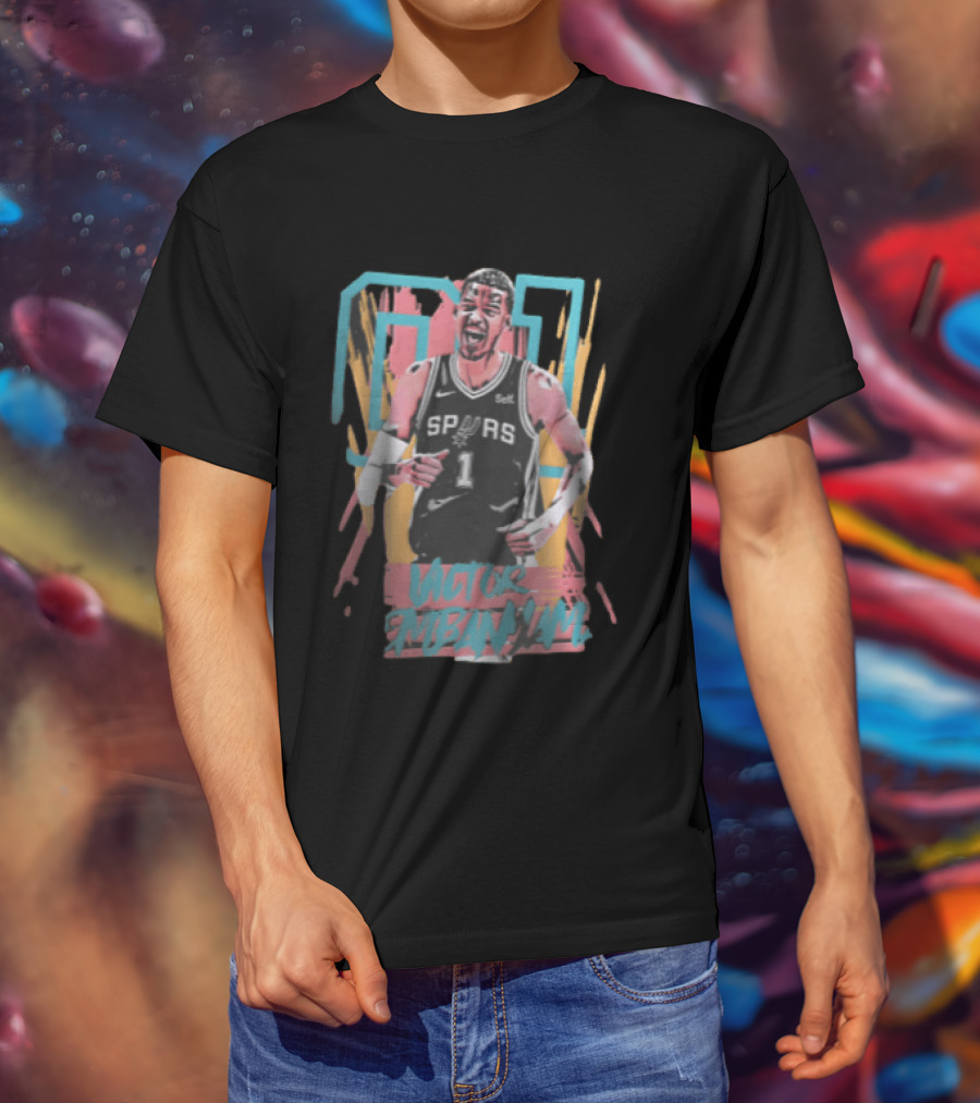 San Antonio Spurs Victor Wembanyama Screaming Player Photo Bootleg NBA T-Shirt