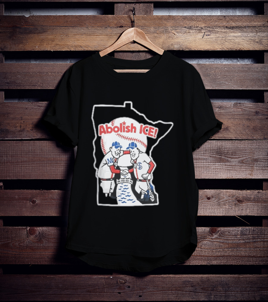 Minnesota Twins Abolish ICE Cartoon Players Shaking Hands River State T-Shirt