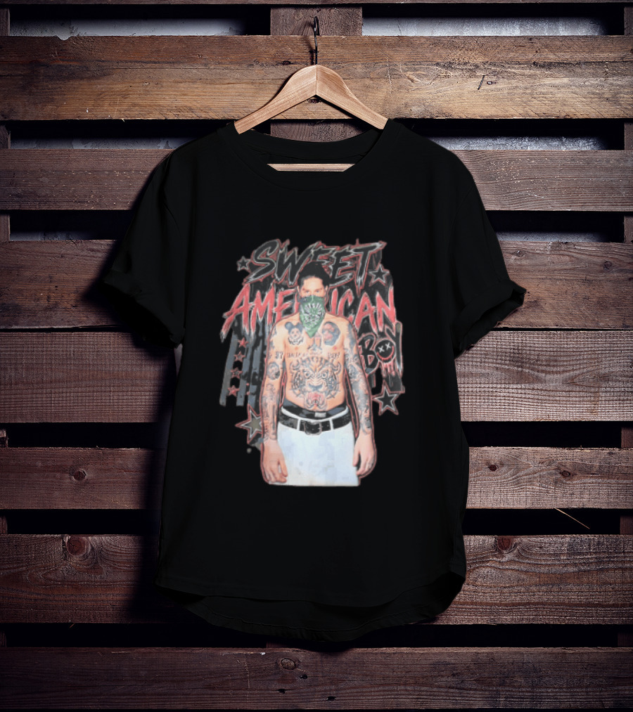 Sweet American Boy Less Tattooed Man Green Bandana Stars Bootleg T-Shirt