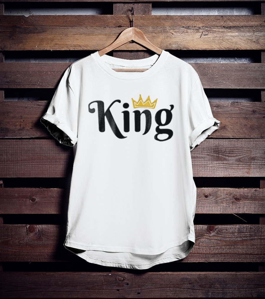 King Black Script Gold Crown Lettering T-Shirt