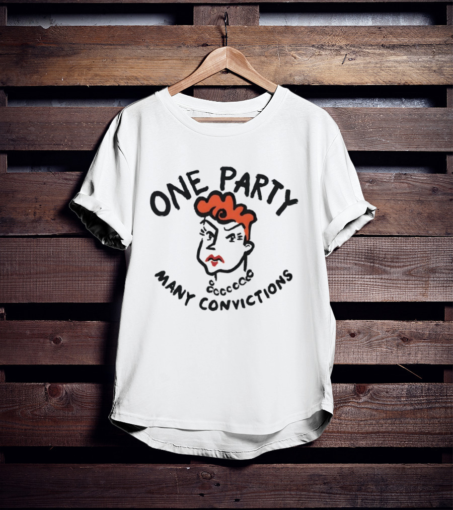 One Party Many Convictions Hillary Clinton Political Caricature T-Shirt