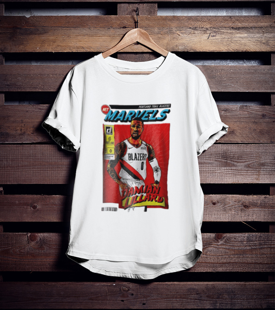 Portland Trail Blazers Net Marvels Damian Lillard Comic Cover NBA Issue 0 Halftone T-Shirt
