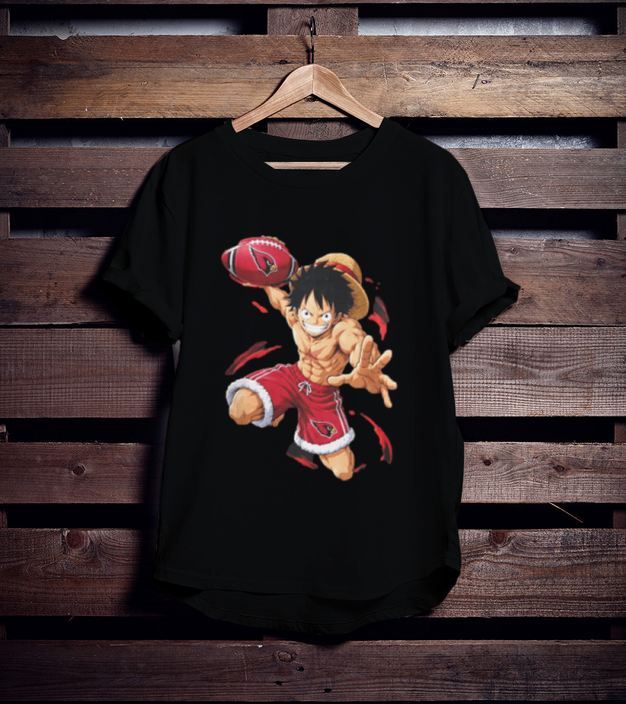 Arizona Cardinals Straw Hat Anime Football Player Action T-Shirt