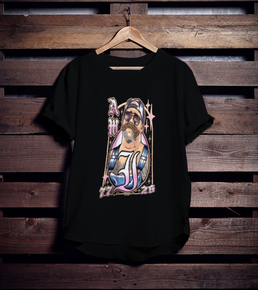 AW 77 26 Mustache Sunglasses Overalls Tattoo T-Shirt