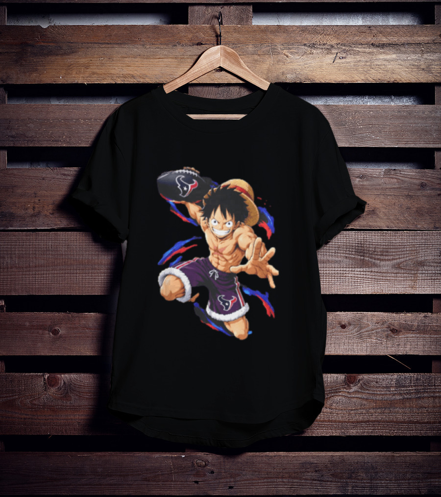 Anime Luffy Houston Texans Football Fan T-Shirt