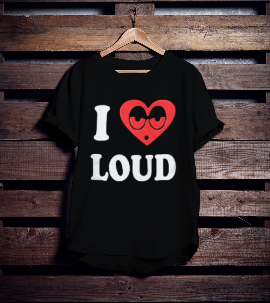I Love Loud Red Heart Droopy Eyes Cartoon T-Shirt