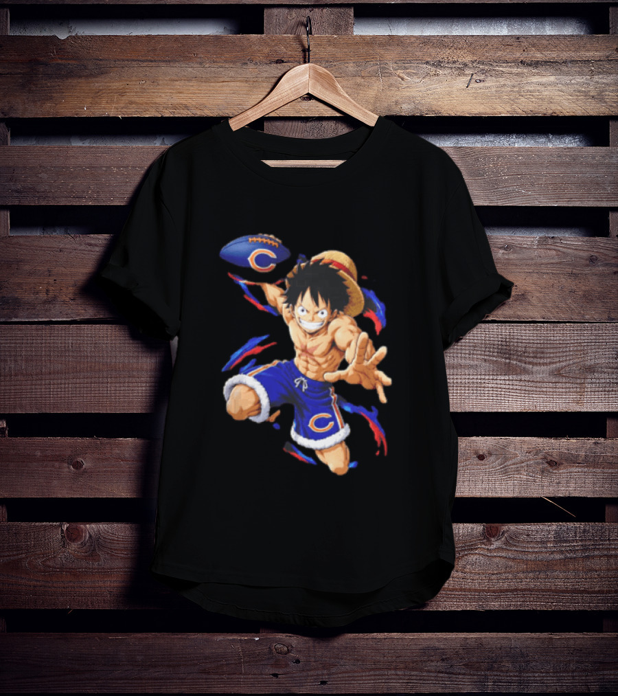 Chicago Bears Straw Hat Pirate Football Anime Crossover Adventures T-Shirt