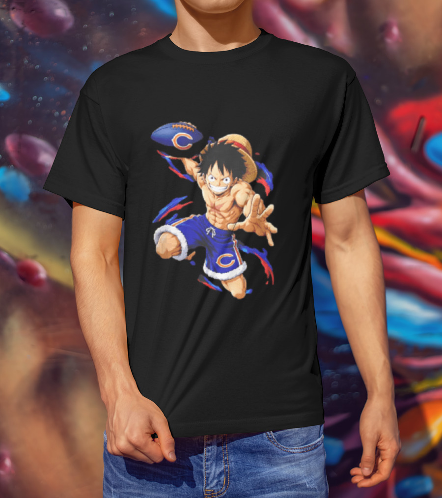 Chicago Bears Straw Hat Pirate Football Anime Crossover Adventures T-Shirt