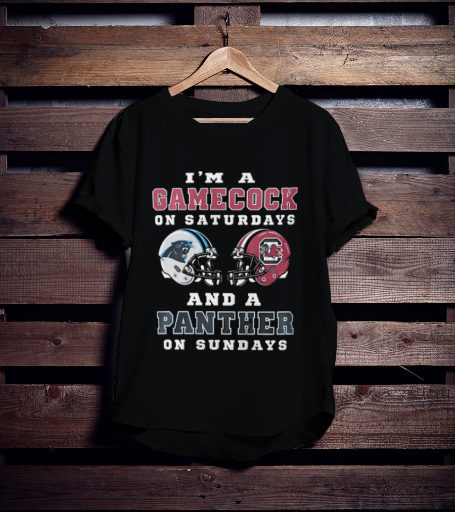 I'm A Gamecock On Saturdays And A Panther On Sundays Football Helmet T-Shirt