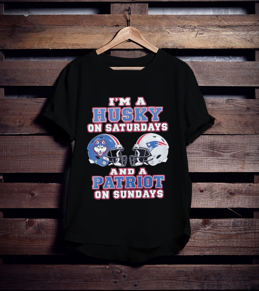 I'm A Husky On Saturdays And A Patriot On Sundays Football Helmets T-Shirt