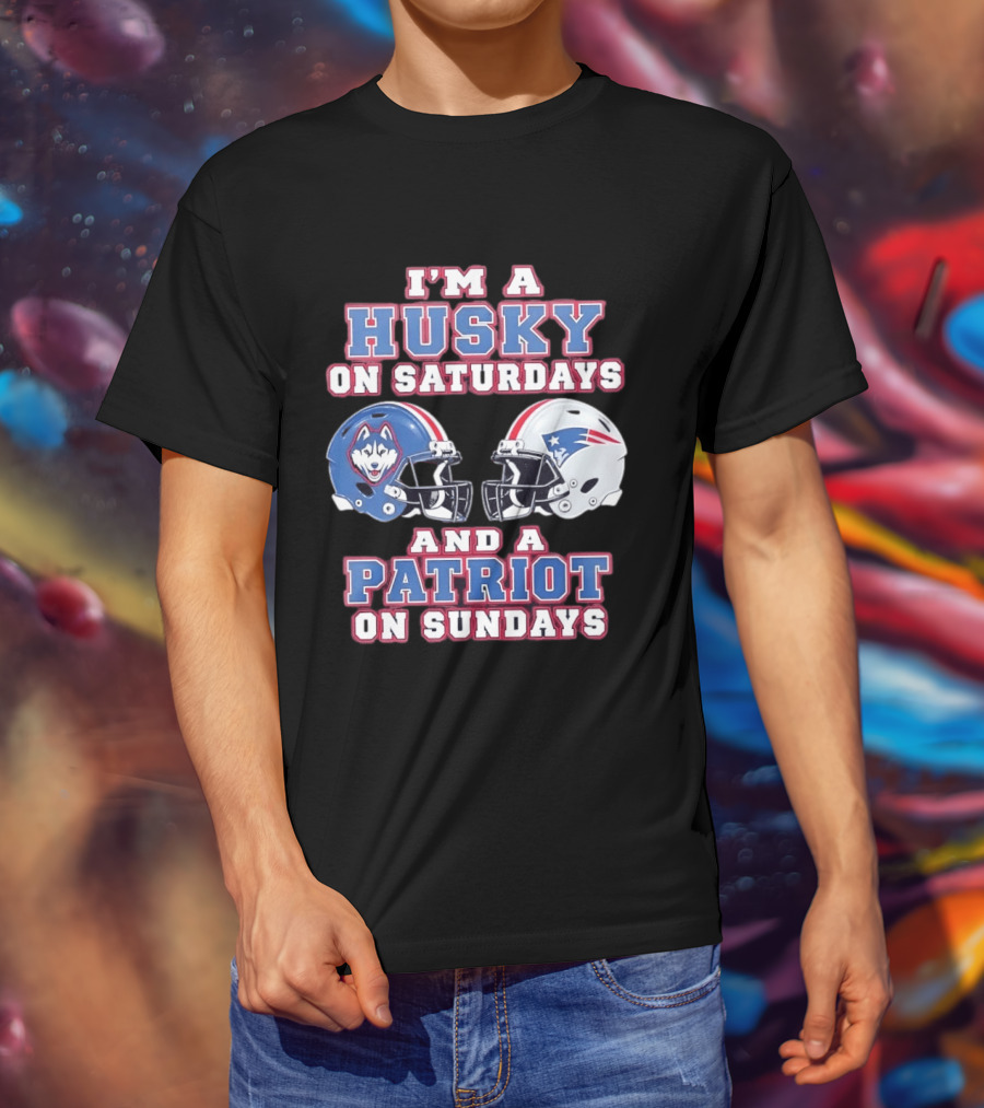 I'm A Husky On Saturdays And A Patriot On Sundays Football Helmets T-Shirt