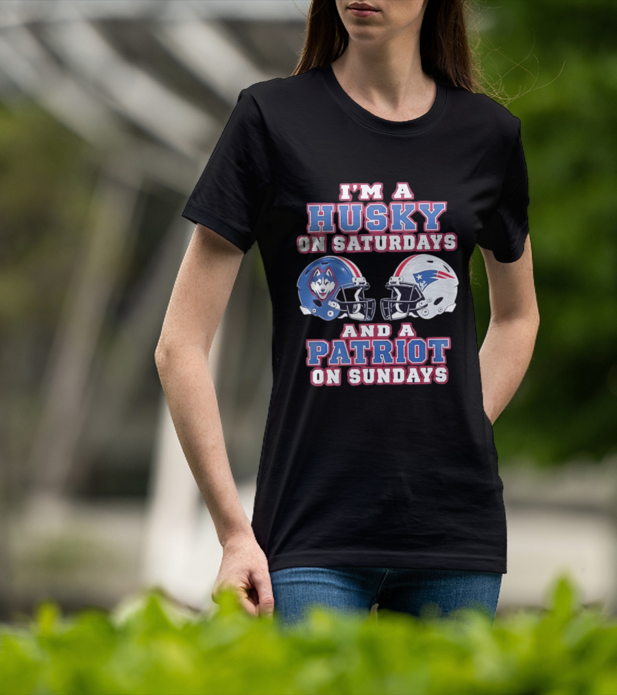 I'm A Husky On Saturdays And A Patriot On Sundays Football Helmets T-Shirt