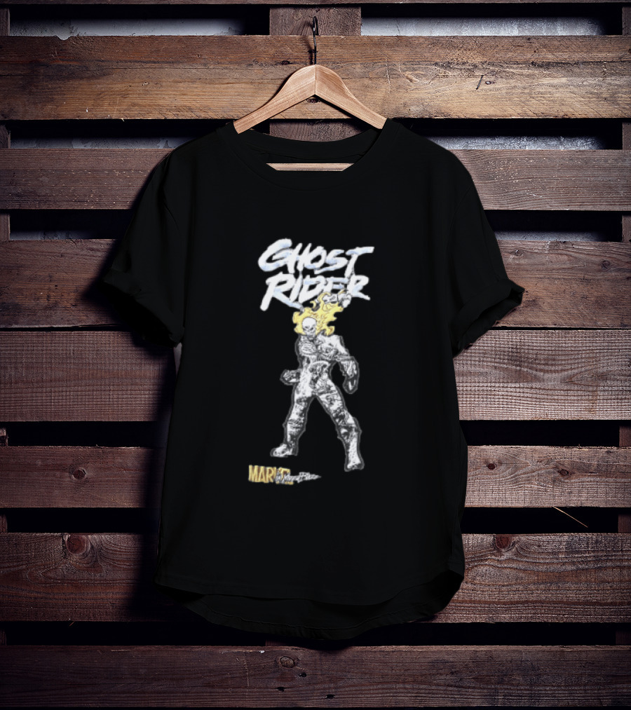 Marvel Ghost Rider Johnny Blaze Flaming Skull Comic Sketch T-Shirt
