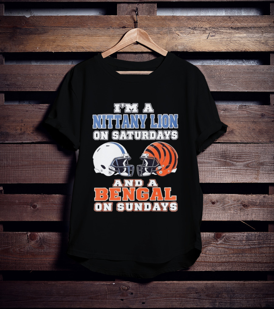 Nittany Lion On Saturdays Bengal On Sundays Football Fan Helmets T-Shirt