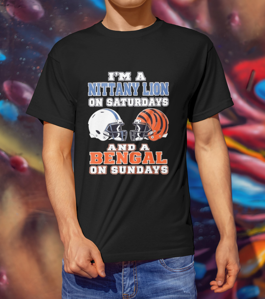Nittany Lion On Saturdays Bengal On Sundays Football Fan Helmets T-Shirt