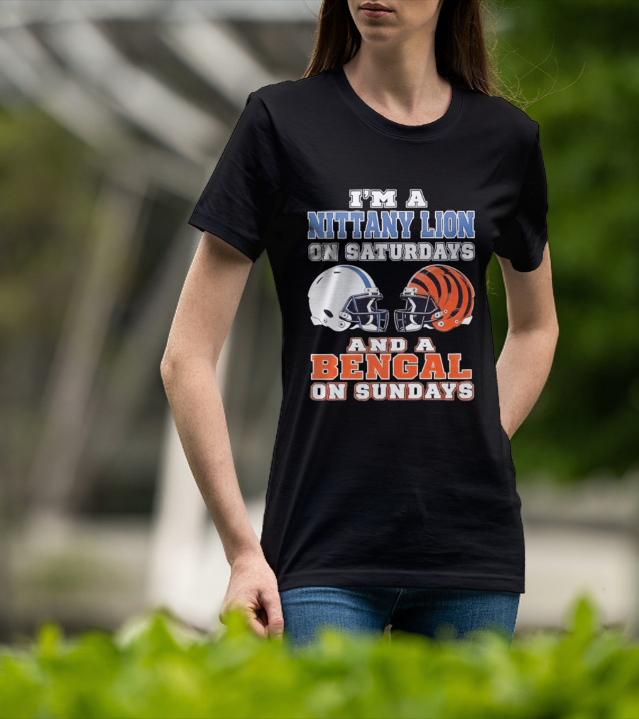 Nittany Lion On Saturdays Bengal On Sundays Football Fan Helmets T-Shirt