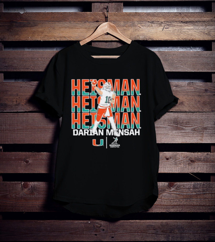 Miami Hurricanes Darian Mensah Heisman Hopeful Football Pose T-Shirt