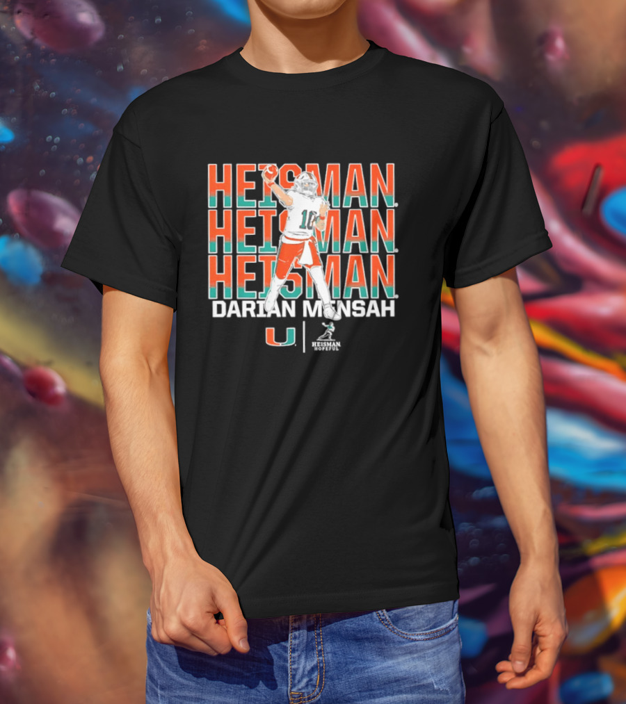 Miami Hurricanes Darian Mensah Heisman Hopeful Football Pose T-Shirt