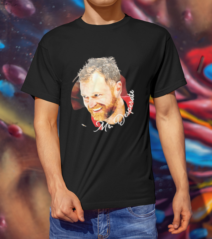 Mr Desperate Smiling Bearded Man Circular Photo T-Shirt