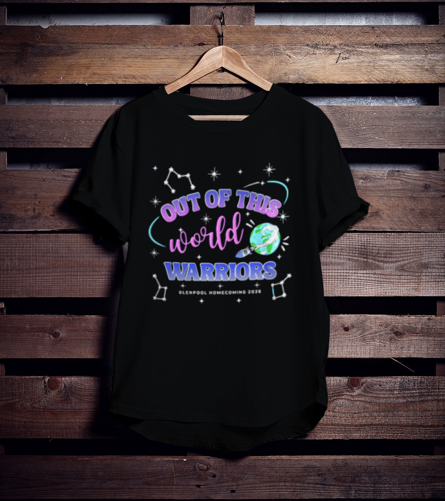 Out Of This World Warriors Glenpool Homecoming 2026 Cartoon Earth Rocket Constellations T-Shirt