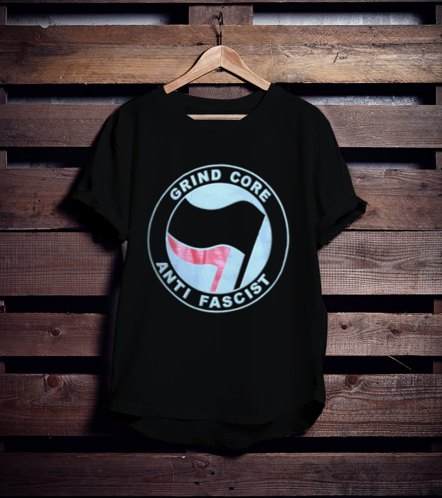 Grind Core Anti Fascist Antifa Red Black Flags T-Shirt