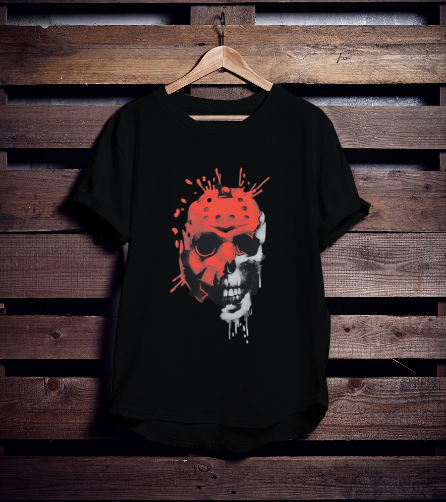 Jason Voorhees Unmasked Skull Horror Splatter T-Shirt
