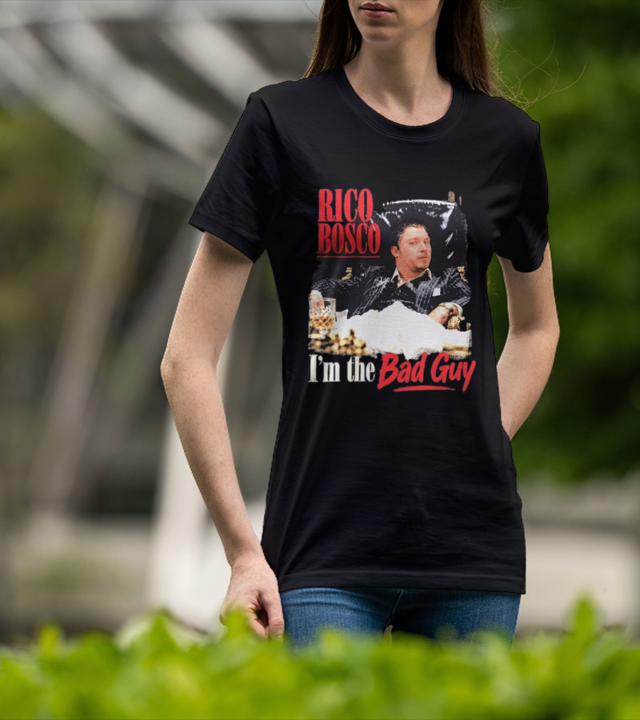 Rico Bosco I'm The Bad Guy Black Suit Reclining Chair Whiskey T-Shirt