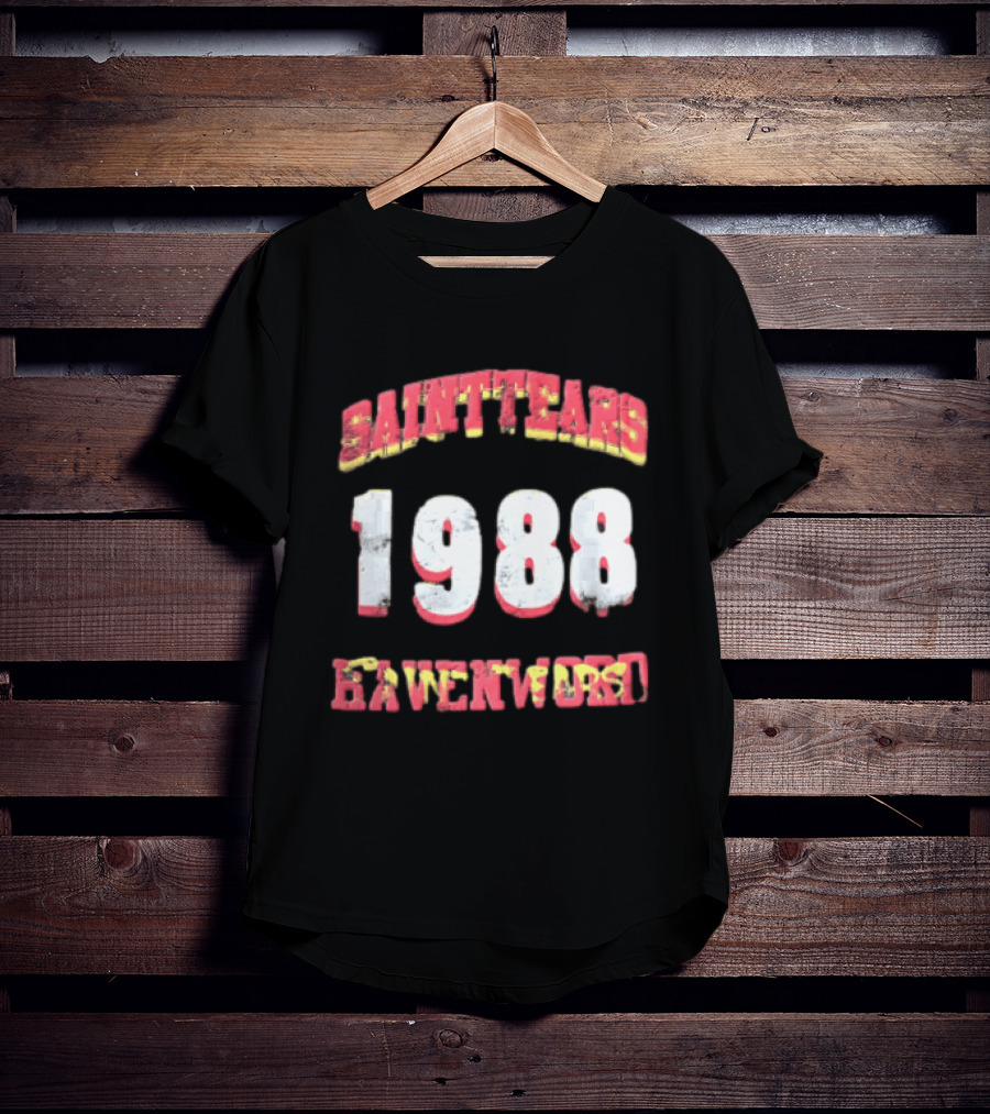 Saint Tears Havenford 1988 Distressed Athletic Block Font Numbers T-Shirt