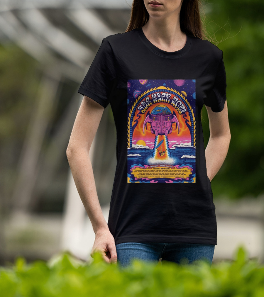 Sea Hear Now Asbury Park September 19 20 2026 The Strokes Mumford & Sons Psychedelic Spaceship Surf T-Shirt