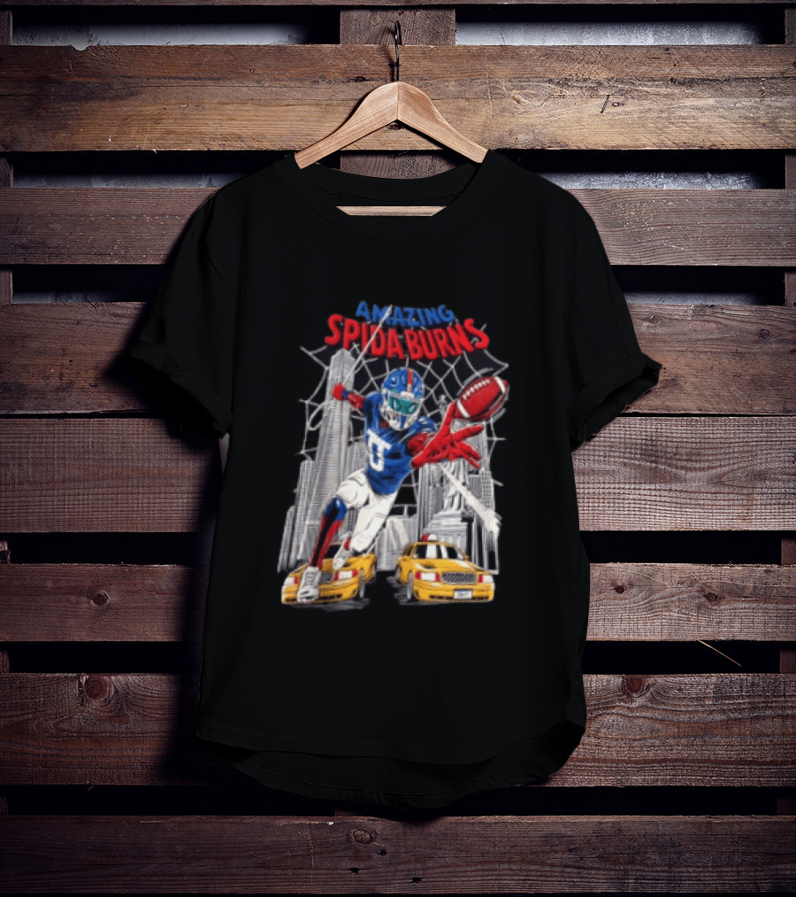 Amazing Spida Burns Football Player NYC Skyline Taxi Scene T-Shirt
