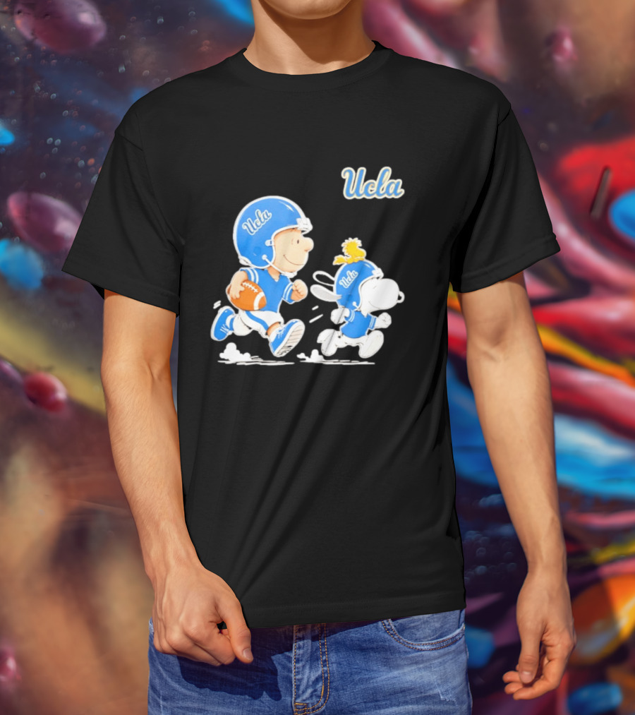 UCLA Charlie Brown Woodstock Snoopy Football NCAA Bruins Collaboration T-Shirt