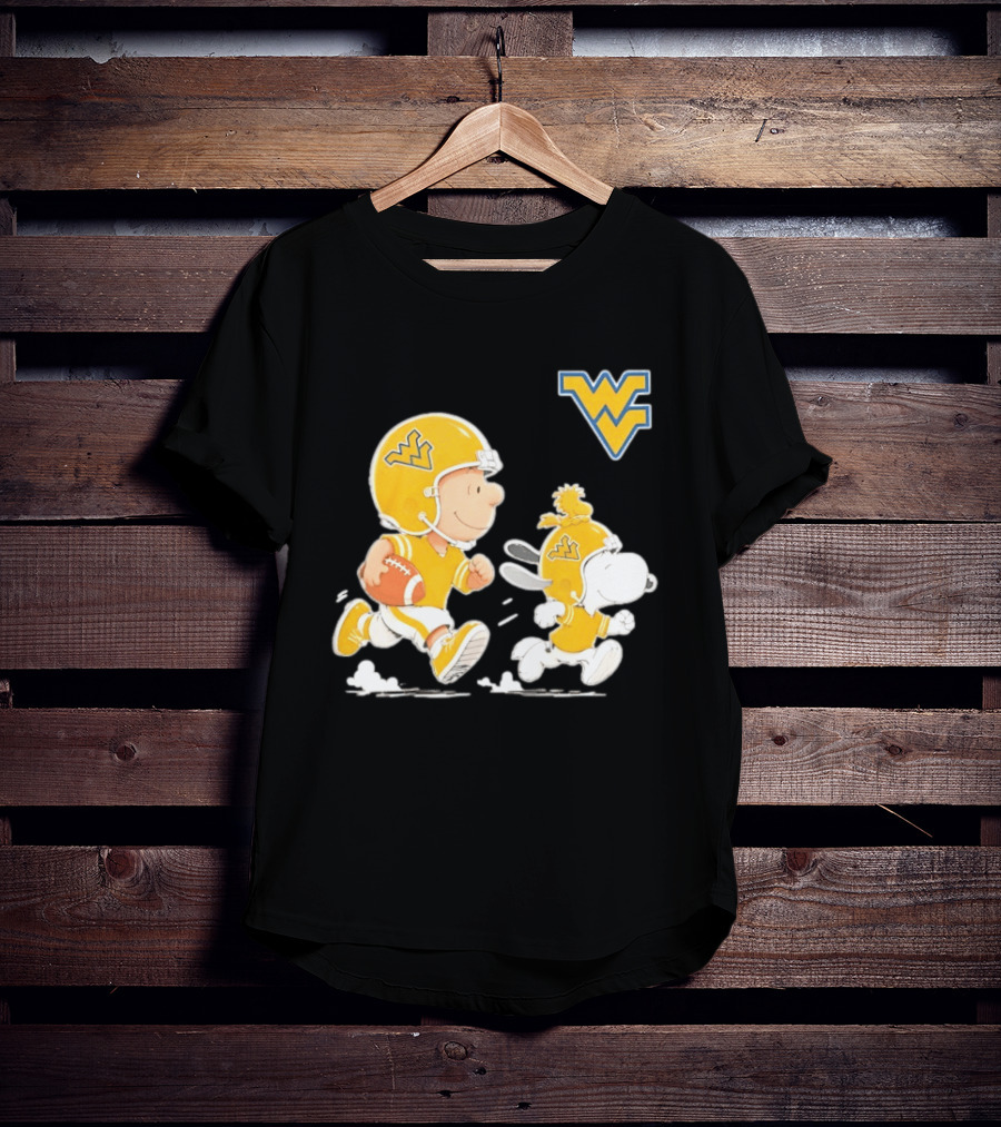 West Virginia Mountaineers Football Snoopy Woodstock Charlie Brown NCAA Running T-Shirt