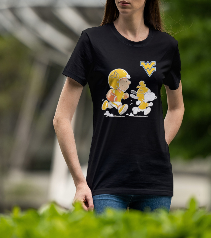 West Virginia Mountaineers Football Snoopy Woodstock Charlie Brown NCAA Running T-Shirt