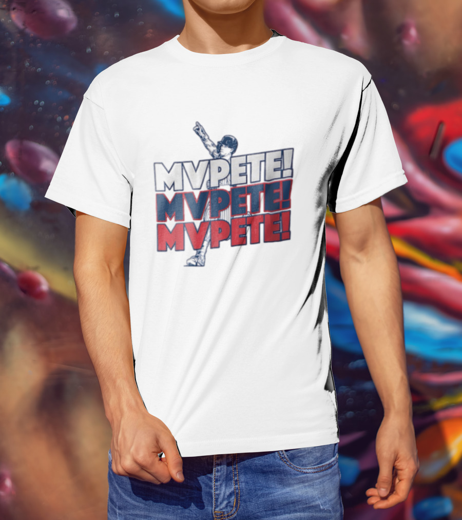 MVPETE Baseball Player Pointing Up Repeated T-Shirt