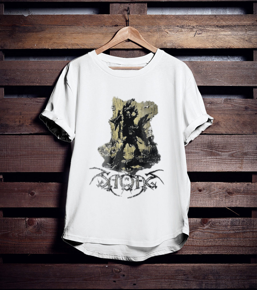 Savatage Skeleton Reaper Flying V Guitar Gold Distressed T-Shirt
