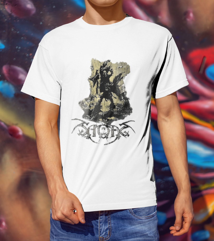 Savatage Skeleton Reaper Flying V Guitar Gold Distressed T-Shirt