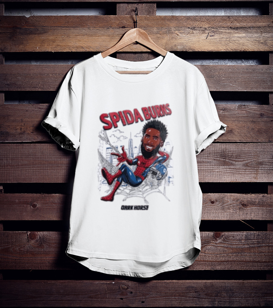 Spida Burns Dark Horse With Spider Man New York Giants T-Shirt