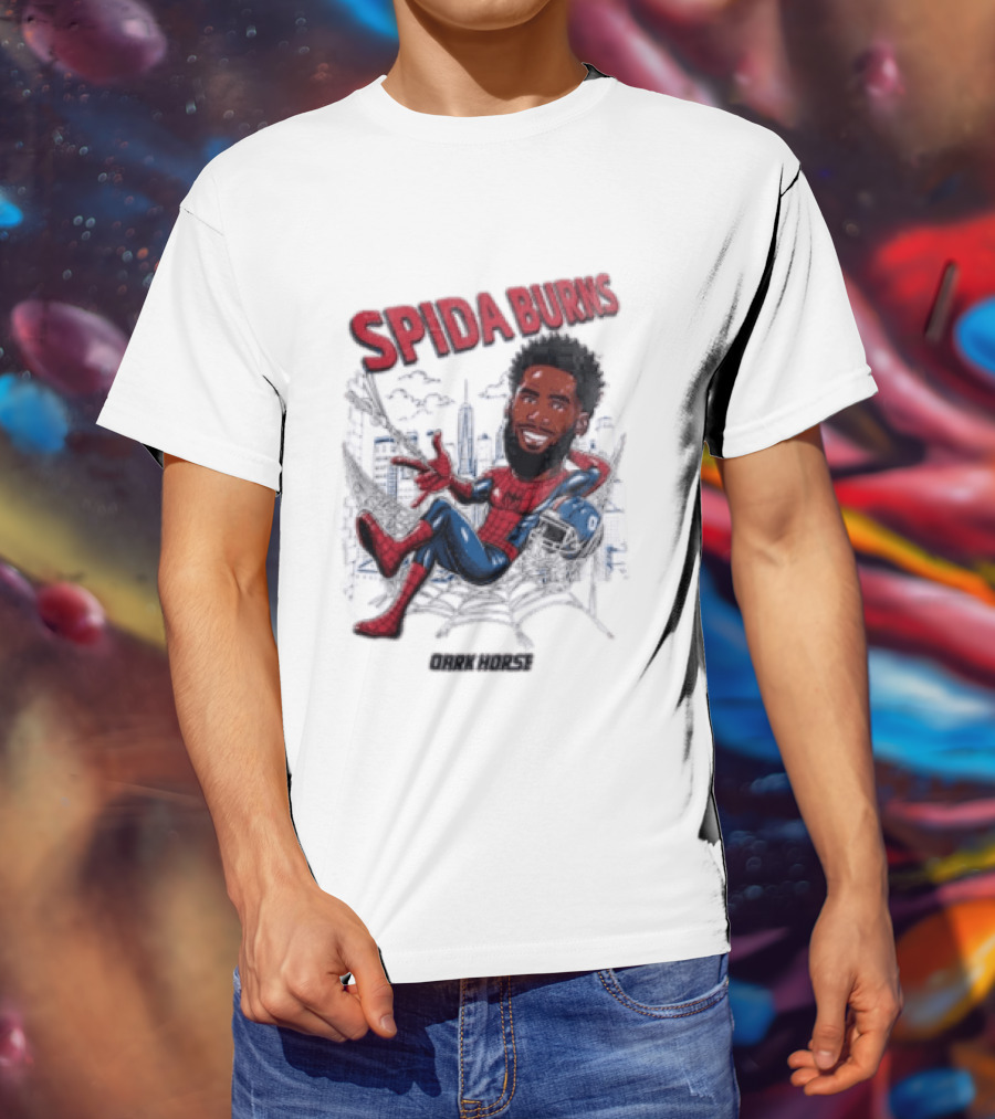 Spida Burns Dark Horse With Spider Man New York Giants T-Shirt